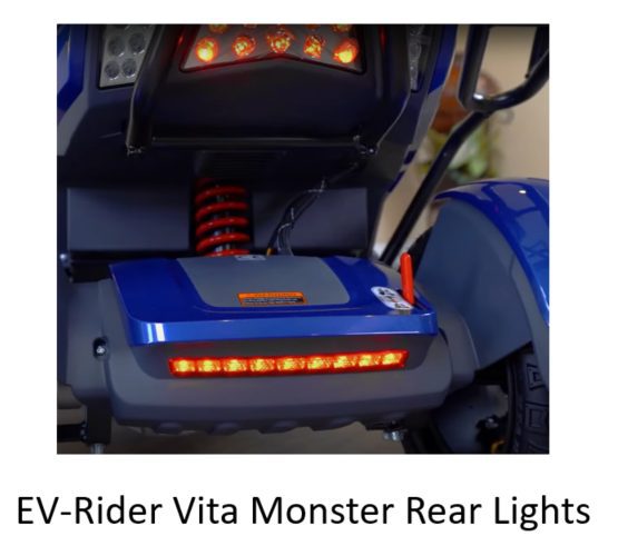 Bright LED rear lights for EV-Rider Vita Monster mobility scooter