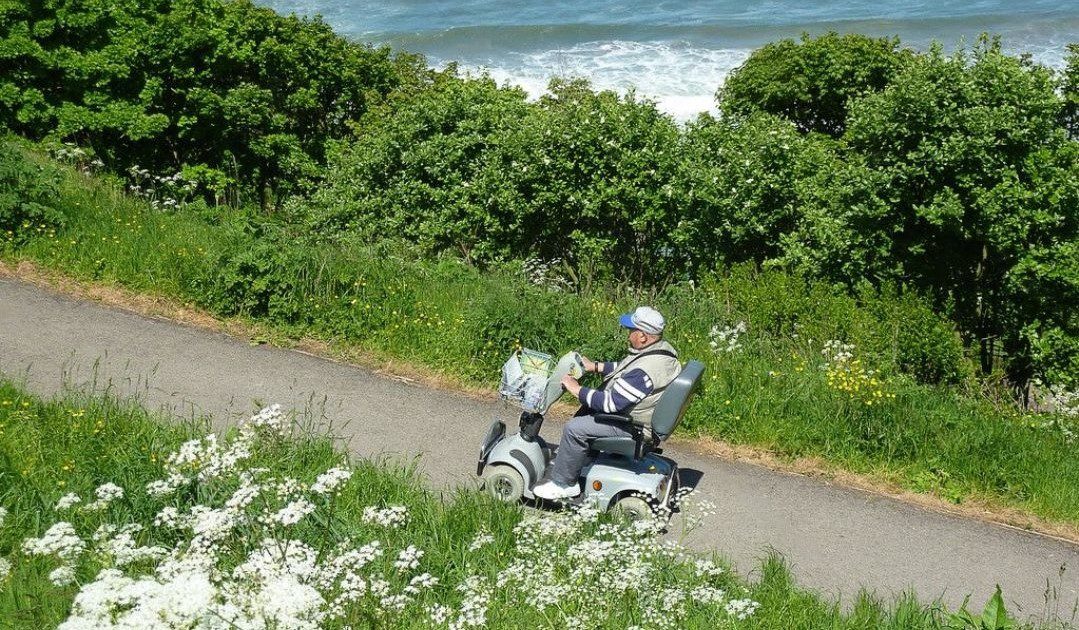 Mobility scooter uphill