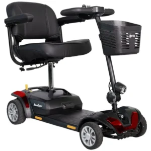 Red Merits Roadster S4 with black seat and front basket