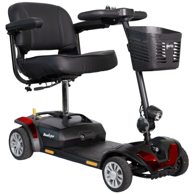 Red Merits Roadster S4 with black seat and front basket